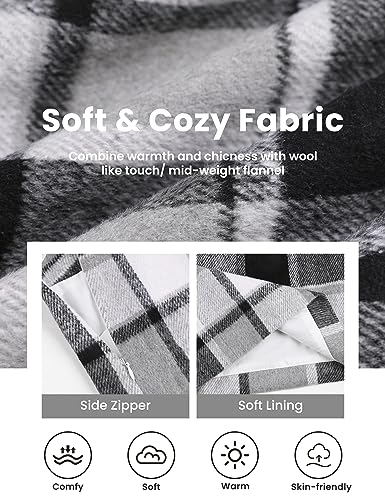 UANEO Plaid Skirts for Women High Waisted Fall Bodycon A Line Pencil Plaid Mini Skirt (Grey-XS)