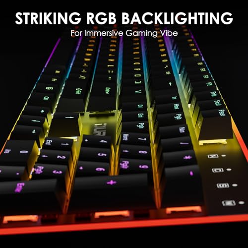 DURGOD TGK021 Mechanical Gaming Keyboard, 104 Keys Wired Keyboard with Magnetic Wrist Rest, RGB Backlit, Hot Swappable Linear Red Switch for PC/Mac/Laptop, Fully Anti-ghosting, Multimedia Keys