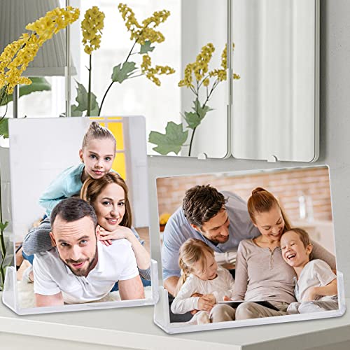 AMEITECH Acrylic Picture Frame 2 Pack - 4x6 Inch Photo Frames with Acrylic Base and Acrylic Glass Covers for Tabletop or Desktop Display,Horizontal and Vertical - Clear