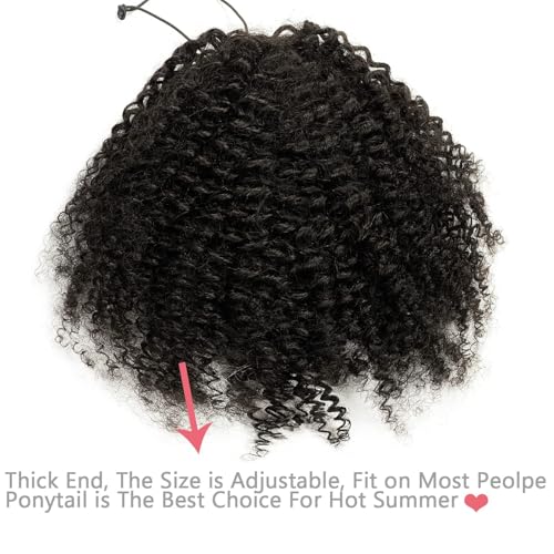 Loxxy Kinky Straight Ponytail Extensions Real Remy Human Hair For Black Women Natural Black Wrap Around Clip in Hairpieces Kinky Yaki Pony Tails Natural Black #1B 20Inch 100g