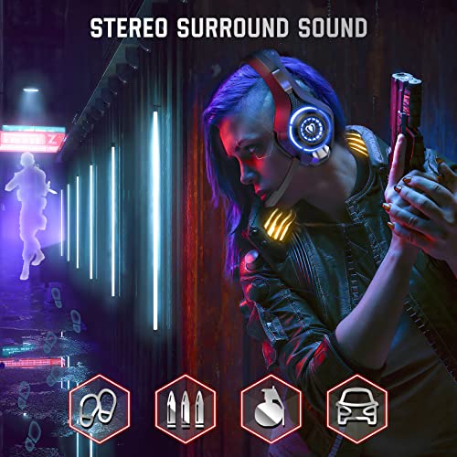 Gaming Headset for PC, Ps5, Switch, Mobile, Gaming Headphones for Nintendo with Noise Canceling Mic, Deep Bass Stereo Sound