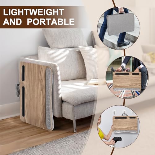 Lap Desk Laptop Bed Table: Home Office Portable Computer Lapdesk with Soft Cushion and Storage Bag - Wood Wide Writing Padded Tray for Work on Couch - Fits up to 17 Inch Laptop