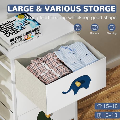 FRAPOW Kids Dresser for Bedroom, Baby Girls Dresser with 8 Fabric Drawers Tall Storage Organizer for Toddler Child with Wood Top Metal Frame for Living Room, Nursery, Closet, Apartment