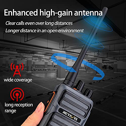 Retevis RB17 Walkie Talkies Long Range,Heavy Duty 2 Way Radios with 4400mAh Large Capacity Battery,Handheld VOX Emergency Alarm,Portable Two Way Radio for Adults Skiing Hunting Hiking(4 Pack)