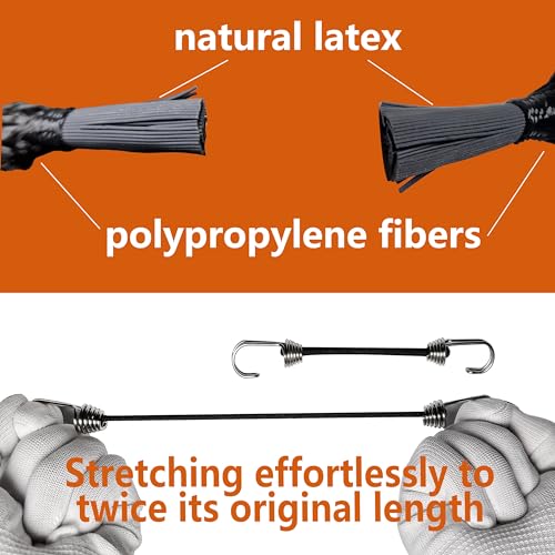 YELIER Mini Bungee Cords with Hooks. Versatile Outdoor Bungee Cord Set. Includes, 2inch, 4inch, 6inch, and 8inch, Totaling 16 Bungee Cords. (16pcs, Black, Four Sizes)