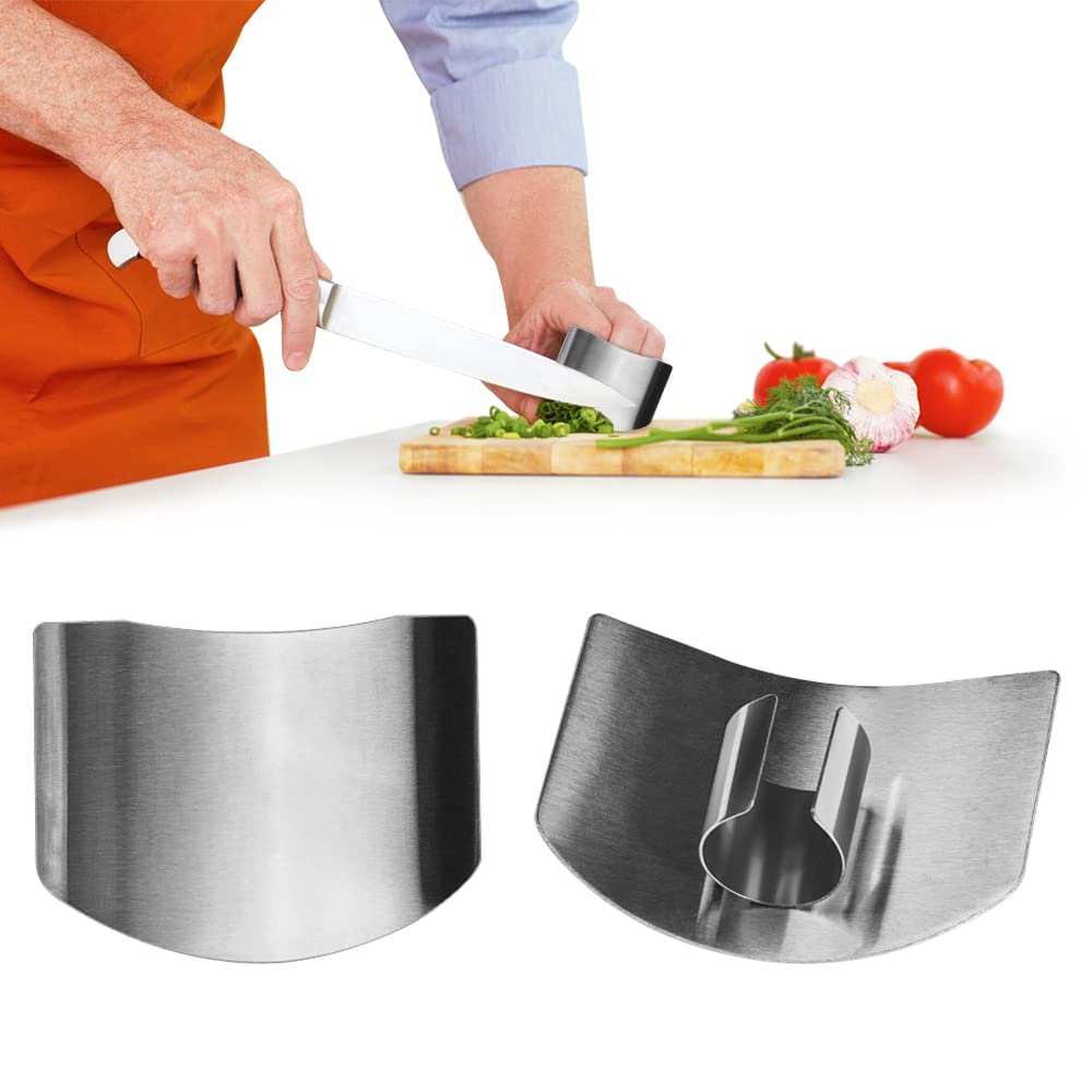 Stainless Steel Finger Guard, 2023 New Finger Protector for Cutting Food, Premium Slicing Tool Finger Protector Finger Protectors when Cutting, Slicing, Dicing, Chopping Vegatables (2 Pcs)