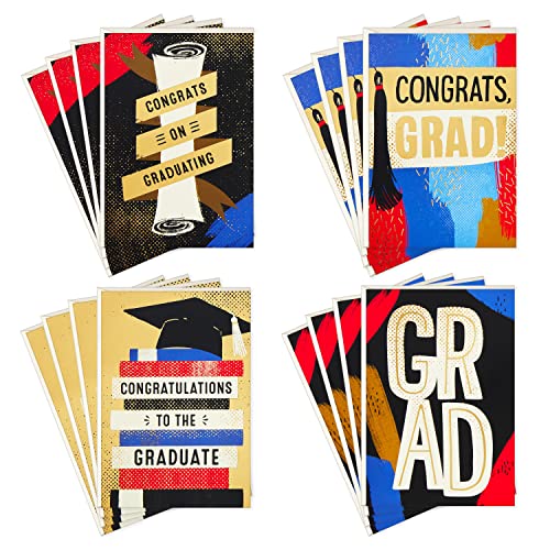 Hallmark Graduation Cards Assortment, Congrats (16 Cards and Envelopes, 4 Designs)