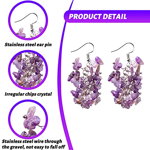 Crystal Earrings Chips Stones Handmade Healing Crystal Gemstone Earrings for Women Stainless Dangle Hook Eardrop