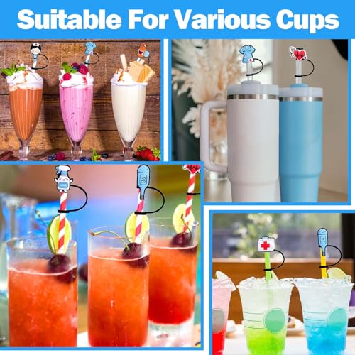 AIERSA 10Pcs Nurse Straw Cover Cap for Stanley Cup, Silicone Straw Topper Compatible with Stanley 30&40 Oz Tumbler with Handle,Straw Tip Covers for Stanley Cups Accessories