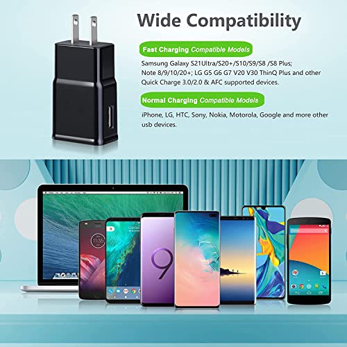 6-Pack Type C Charger Fast Charging Block, Android Phone Rapid USB Wall Charger Compatible with Samsung Galaxy S21/S20/S10/S10e/S10 Plus/S9/S9 Plus/S8/S8 Plus/S7/S6/Note 10/Note 9/Note 8,LG,HTC(Black)