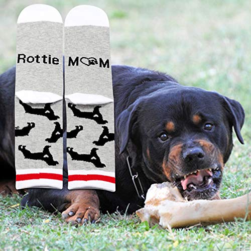 PXTIDY Rottie Mama Gifts 2 Pairs Rottie Mom Crew Socks Rottweiler Lover Owner Gifts Dog Mom Gift Rottweiler Rottie Mama Dog Socks for Women (Rottie Mom)