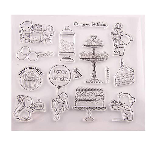 3.95.9 Inches Happy Birthday Thank You Congratulations Clear Rubber Stamps for Scrapbooking Card Making Thanksgiving Birthday Stamps