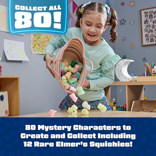 Elmer's Squishies Kids’ DIY Activity Kit, Glow in the Dark Toy Kit, Creates 2 Mystery Characters, 13-Piece Set, Ages 6+