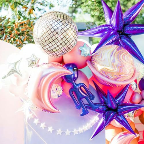 PartyWoo Dark Purple Balloons 110pcs Different Sizes 18 12 10 5 Inch Pack 22 Inch Purple Starburst Spike Star Explosion Foil Mylar Balloon Arch Kit for Birthday Wedding Party Decorations Purple-Y16