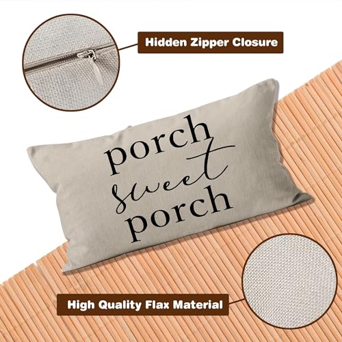 Mancheng-zi Porch Pillows Covers 12x20,Porch Decor,Farmhouse Porch Decor,Outdoor Pillows,Outdoor Pillow Covers,Outdoor Throw Pillows,Outdoor Waterproof Pillow Covers(Grey)