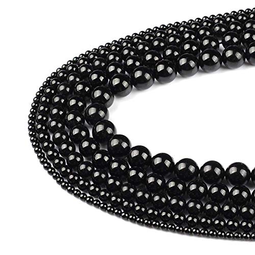 Genuine Black Tourmaline Beads for Bracelets Natural Powerful Gemstone Beads for Jewelry Making (95pcs, 4mm)
