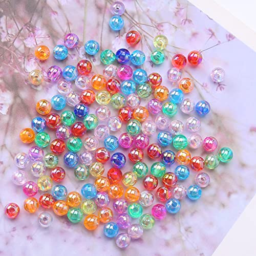 ToBeIT 310pcs Ab Color Beads Round Transparent Beads Mixed Color Beads for Crafts DIY Decorations Craft Making (ab color-10mm)