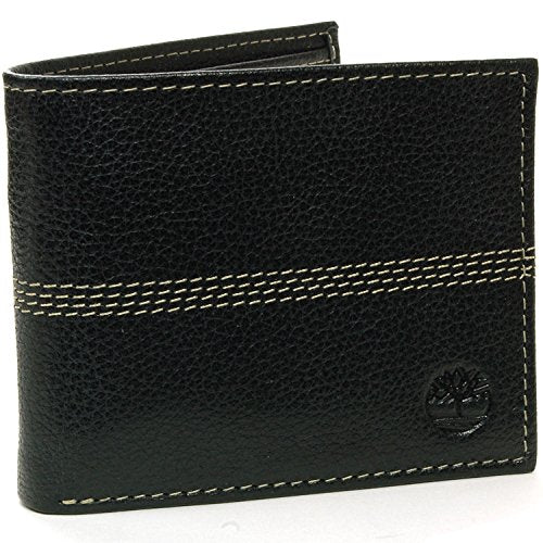 Timberland mens Sportz Quad Leather Passcase Wallet, Black (Quad Stitch), One Size