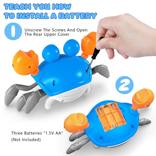 ZHVV Crawling Crab Toy, Infant Tummy Time Baby Toys, Fun Interactive Dancing Walking Moving Toy Babies Sensory Induction Crabs with Music, Baby Toy Boys Girls Toddler Birthday Gifts