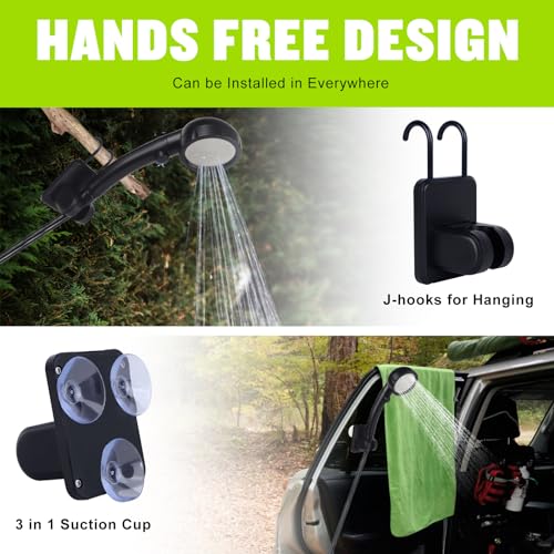 Spopal Portable Shower for Camping, [Long-Lasting] 6000mAh Rechargeable Camping Shower with Intelligent LED Display, 4 Spray Modes, IPX7 Waterproof Outdoor Shower Kit for Hiking, Travel, Car, Pet