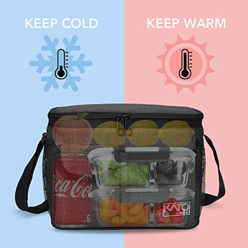 Tirrinia Large Insulated Lunch Bag for Women Men, 10L Leakproof Thermal Reusable Lunch Box for Adult, Tall Meal Prep Lunch Cooler Tote with 4 Pockets for Office Work