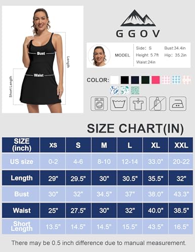 GGOV Tennis Dress for Women Athletic Golf Dress with Shorts and Pockets Backless Workout Dress with Adjustable Straps