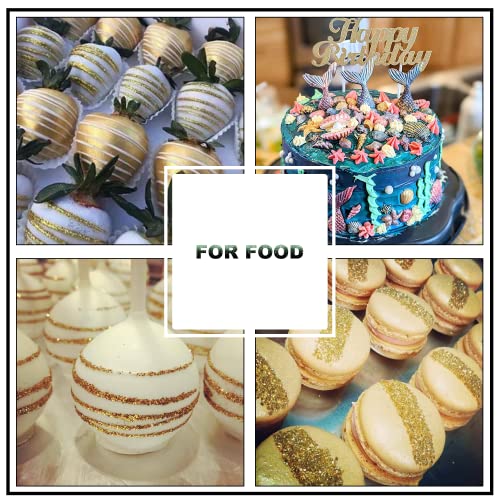 Edible Glitter for Drinks - 12 Colors Luster Dust Edible with Spoons Brushes, Food Grade Edible Glitter for Cake Decorating, Shimmering Edible Powder for Fondant, Chocolate, Strawberries, Candy - 4g
