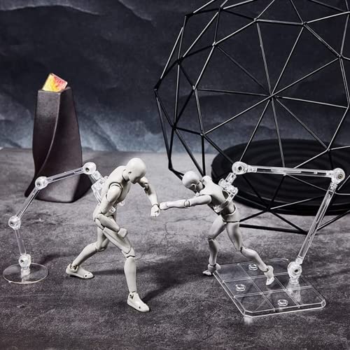 TSY TOOL 2 Pcs of HG144 Action Figure Stand, Display Holder Base, Doll Model Support Stand Compatible with 6" HG RG SD SHF Gundam 1/44 Toy Clear