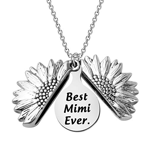 BEKECH Mimi Gift Best Mimi Ever Charm Sunflower Necklace Mimi Jewelry Mother’s Day Gift for Mimi Grandmother Nana Granny