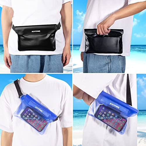 2-Pack Waterproof Pouch Bag with Waist Strap, ECHTPower Waterproof Fanny Pack, Dry Bag with Adjustable Belt for Beach Bulk Swimming Kayaking Floating Boating Fishing Hiking Pool Water Park