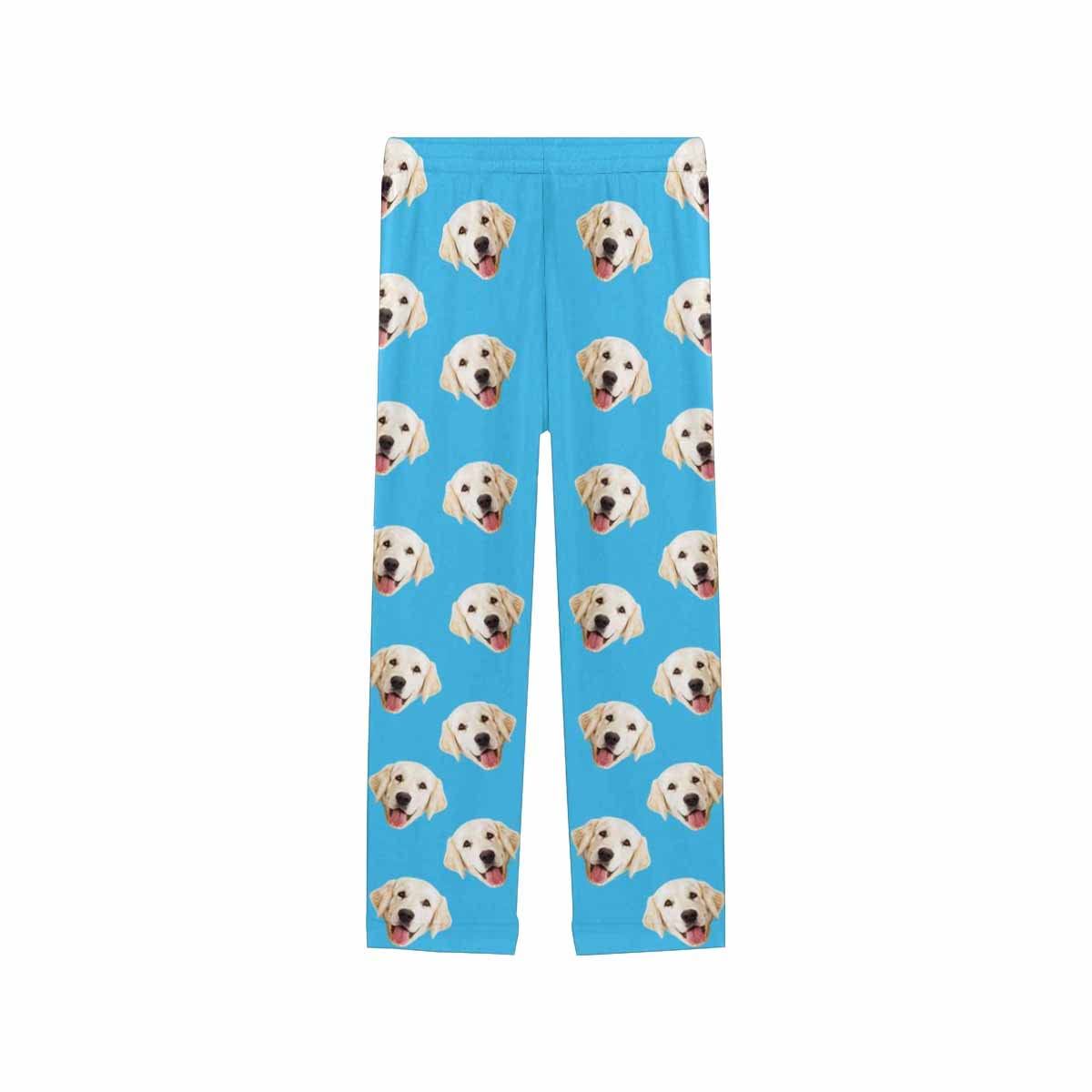 Custom Women's Pajamas Sleep Bottoms Pamaja Trousers Blue Personalized Pet Face Pajama Pants Nightwear with Dog Photo Picture for Women Girls Mom XS