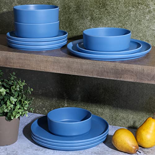 Gibson Home Brist Melamine Plastic Dinnerware Set, Service for Four (12pcs), Assorted II