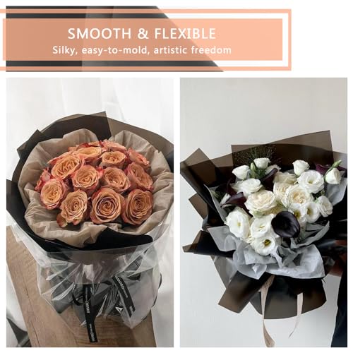 BBJ WRAPS Translucent Flower Wrapping Paper for Florist Waterproof Durable Bouquet Wrapping Paper for Floral Arrangements on Valentine's Day, Mother's Day, 22.8x22.8 Inch - 40 Sheets (Pink)