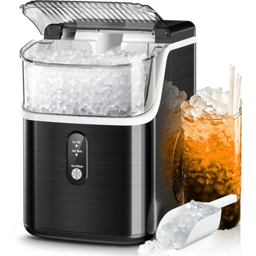Nugget Ice Makers Countertop, 35Lbs/24H Portable Ice Maker Machine with Chewable Ice, Sonic Ice Makers Countertop with Self-Cleaning Function/Ice Scoop/and Ice Basket for Home & Kitchen(Silver)