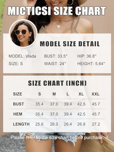 Micticsi Women's Spaghetti Strap Tank Top Sexy Scoop Neck Sleeveless with Side Shirring 2024 Light Blue M