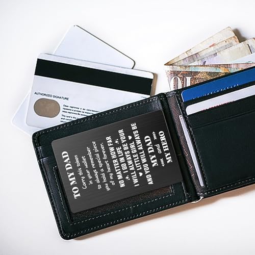 Fathers Day Dad Gifts from Daughter Wife Kids Wallet Card, Father's Day Gifts for Dad, Fathers Day Card, Fathers Gifts for Daddy Step Dad Papa Husband Men Him Gifts on Fathers Day Birthday Christmas