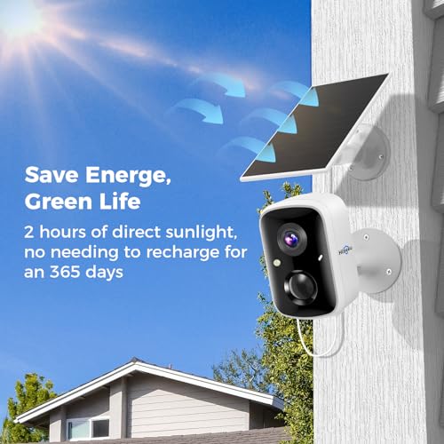 Hiseeu Solar Security Cameras Wireless Outdoor, Battery Powered 3K 4MP Surveillance Indoor WiFi Smart Cameras for Home Security Outside, Motion Detection, Waterproof, Color Night Vision, 2-Way Audio