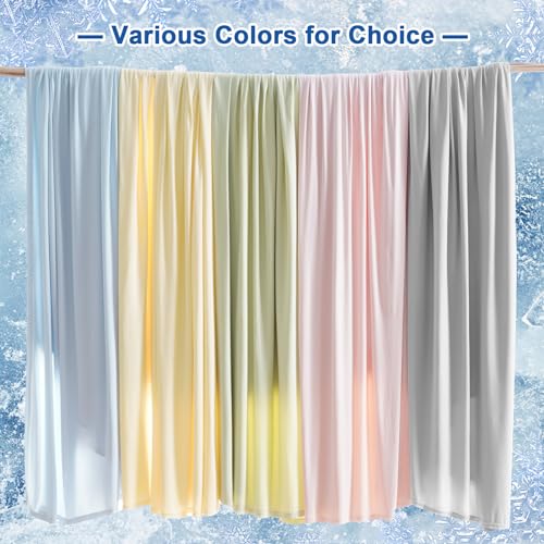 PHF Reversible Double Cooling Blanket Throw Size,Soft Arc-Chill Q-Max>0.5 Thin Summer Single Layer for Hot Sleepers,Breathable Lightweight Portable Silky for Home Office Travel Car,Alabaster Gleam