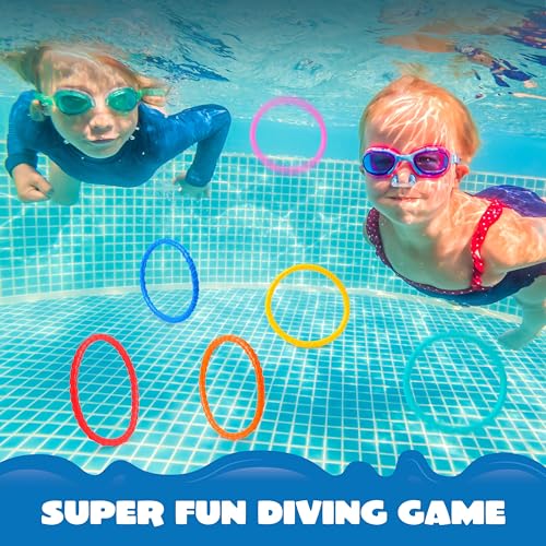 JOYIN Dive Rings Pool Toys, 8 Pcs Colorful Pool Rings for Kids, Underwater Training Pool Diving Rings, Swimming Pool Dive Ring Toy for Kids Gifts Summer Swim Water Fun Pool Games(Diving Circles)