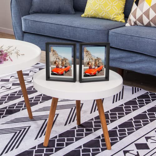 N/A+ Trwcrt 2 Pack 8x10 Floating Picture Frame, Double Glass Picture Frames Display up to 10 x 12 photos for Desktop or Wall Hanging, Black