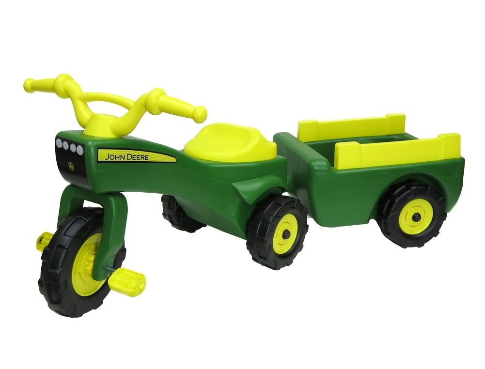 TOMY John Deere Pedal Tricycle and Wagon Set - John Deere Ride On Tractor for Kids - Officially Licensed John Deere Tractor Toys - 18 Months and Up, Green
