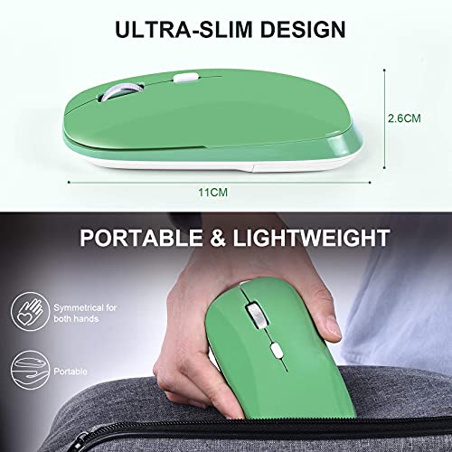 PINKCAT Wireless Mouse, 2.4G Slim Silent Cordless Mouse with USB Receiver, 3 Adjustable DPI Portable Optical Wireless Computer Mice for Laptop, PC, Notebook, Computer, Desktop, Mac (Green)
