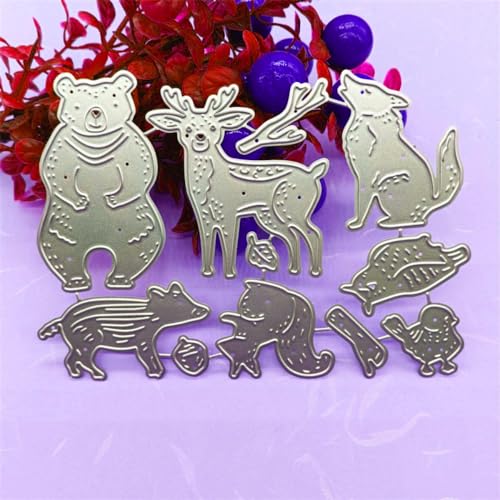 LZBRDY Animals Bear Deer Squirrel Owl Wolf Embossing Metal Cutting Dies for Card Making and Scrapbooking Birthday Thanksgiving Christmas Craft Die Cuts Stencil