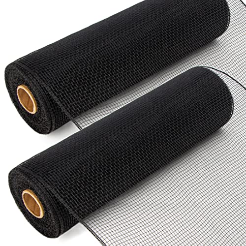 Ribbli 2 Rolls White Mesh Ribbon,10 inch x 30 feet(10Yard) Per Roll, Mesh Use for Wreath Swags and Christmas Decoration (Non-Metallic)