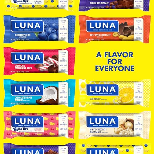 LUNA Bar - LemonZest Flavor - Gluten-Free - Non-GMO - 7-9g Protein - Made with Organic Oats - Low Glycemic - Whole Nutrition Snack Bars - 1.69 oz. (12 Pack)