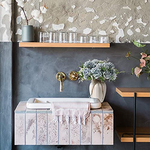 JARELING Peonies Artificial Flowers in Vase, Fake Hydrangea Silk Peony Flower Bouquet with Vase Faux Flowers Arrangement Decor Home Table Dining Room (Blue)