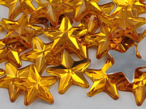 Allstarco Star Rhinestones Embelishments 15mm Flat Back Acrylic Plastic Gems for Jewelry, Crafts, Costumes, Invitations, Cosplay - 35 Pieces (Green Peridot .PD2)