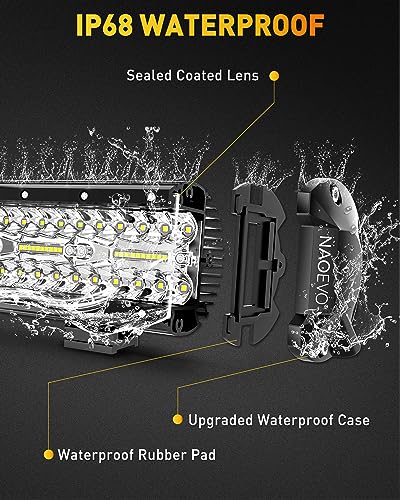 NAOEVO 7 Inch LED Light Bar, 480W 48,000LM Offroad Fog/Driving Lights LED Tractor Lights with Spot Flood Combo Beam, Waterproof LED Work Lights for Truck Boat ATV UTV, 4 Pcs (White)