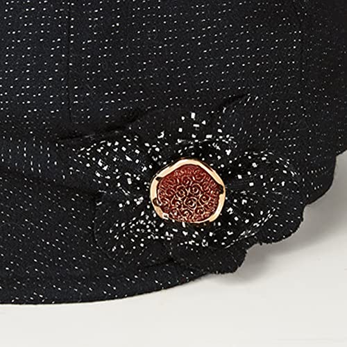 Juiterchy Women Retro Classic Visor Newsboy Cabbie Cap Beret Hats with Flower Buckle for Woman Ladies