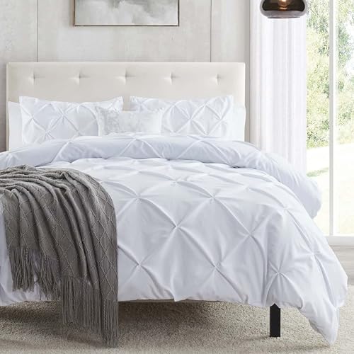 Nestl Teal Duvet Cover Full Size - Soft Double Brushed Duvet Set with Button Closure & Corner Ties, 3 Piece Luxurious Pinch Pleated Duvet Cover Set 80x90 Inches with 2 Pillow Shams